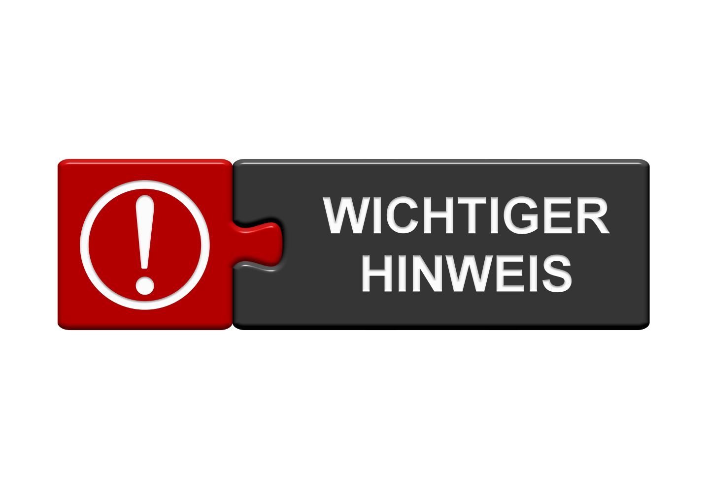 Puzzle Button zeigt Wichtiger Hinweis