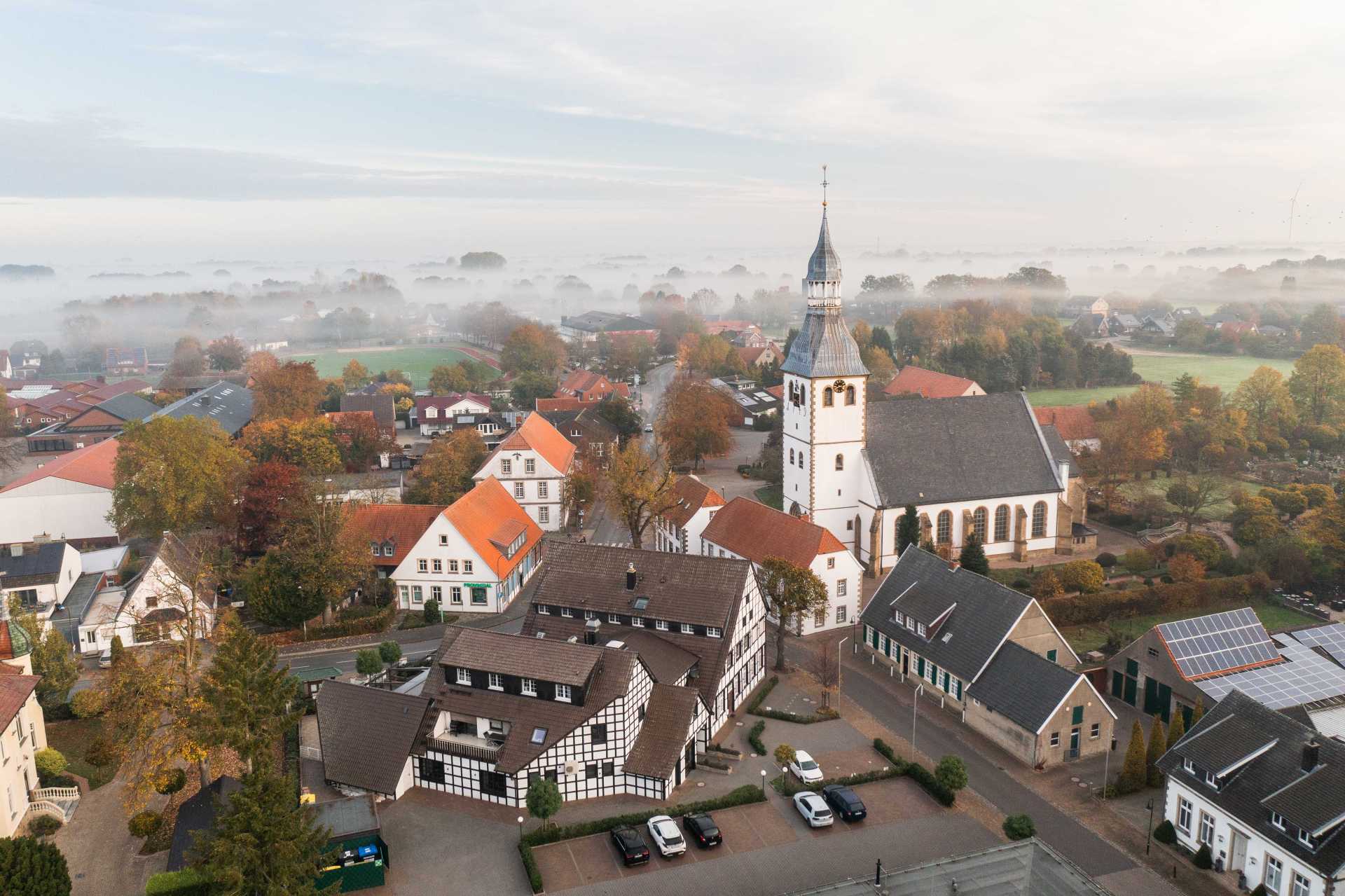 Hopsten Ortskern aus der Luft
